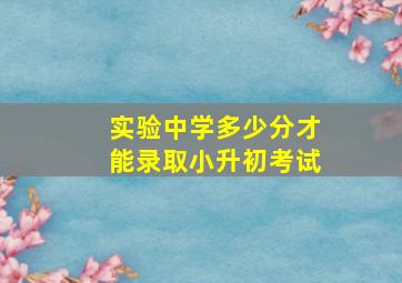 实验中学多少分才能录取小升初考试