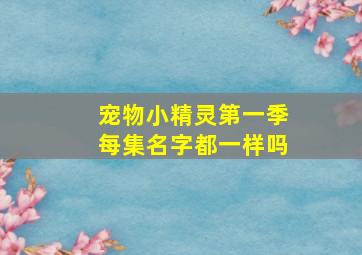 宠物小精灵第一季每集名字都一样吗