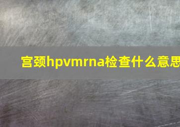 宫颈hpvmrna检查什么意思