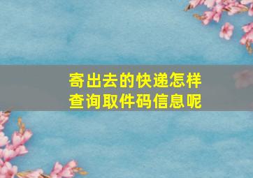 寄出去的快递怎样查询取件码信息呢