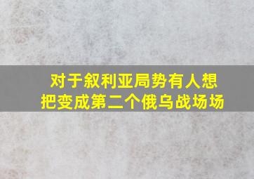 对于叙利亚局势有人想把变成第二个俄乌战场场