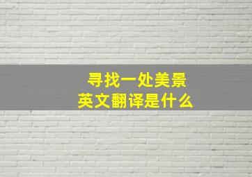 寻找一处美景英文翻译是什么