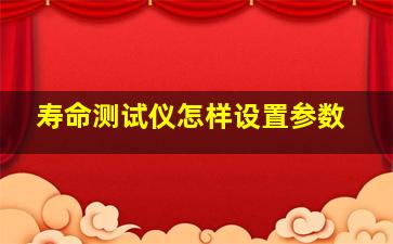 寿命测试仪怎样设置参数