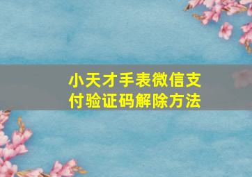 小天才手表微信支付验证码解除方法