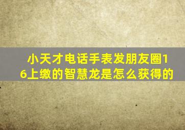 小天才电话手表发朋友圈16上缴的智慧龙是怎么获得的