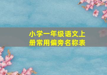 小学一年级语文上册常用偏旁名称表