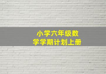 小学六年级数学学期计划上册