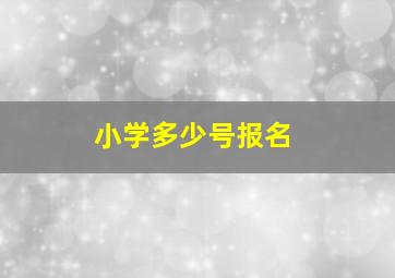 小学多少号报名