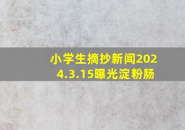 小学生摘抄新闻2024.3.15曝光淀粉肠