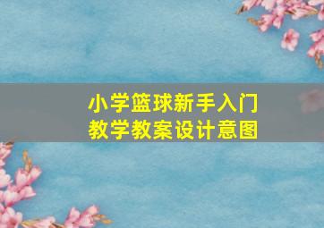 小学篮球新手入门教学教案设计意图