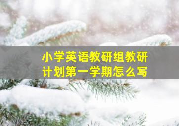 小学英语教研组教研计划第一学期怎么写