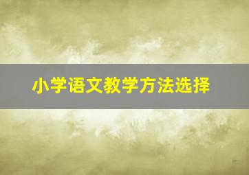 小学语文教学方法选择