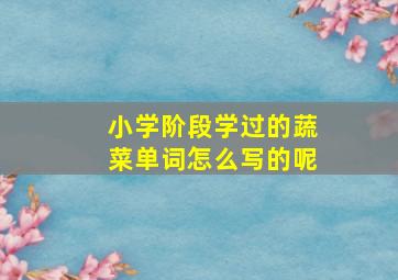 小学阶段学过的蔬菜单词怎么写的呢