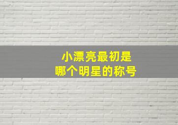 小漂亮最初是哪个明星的称号