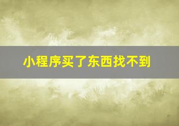 小程序买了东西找不到