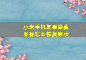 小米手机如果隐藏图标怎么恢复原状