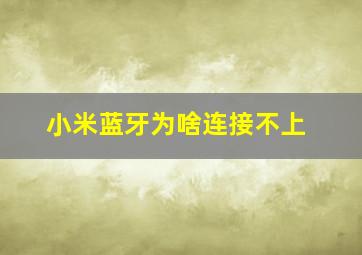 小米蓝牙为啥连接不上