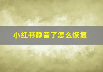 小红书静音了怎么恢复