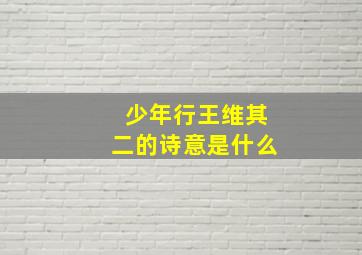 少年行王维其二的诗意是什么