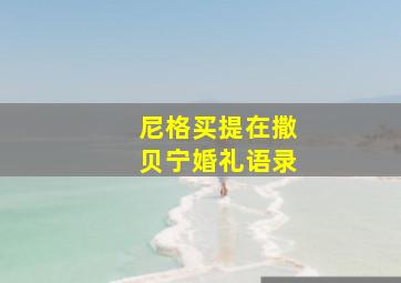 尼格买提在撒贝宁婚礼语录