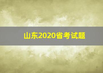 山东2020省考试题