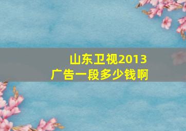 山东卫视2013广告一段多少钱啊