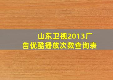 山东卫视2013广告优酷播放次数查询表