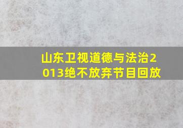 山东卫视道德与法治2013绝不放弃节目回放