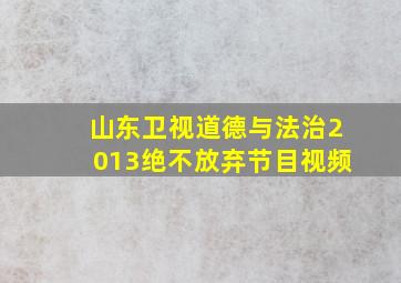 山东卫视道德与法治2013绝不放弃节目视频