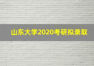 山东大学2020考研拟录取