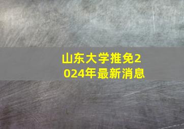 山东大学推免2024年最新消息