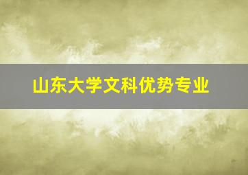 山东大学文科优势专业