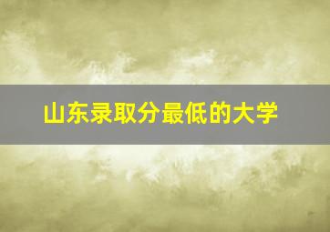 山东录取分最低的大学