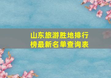 山东旅游胜地排行榜最新名单查询表