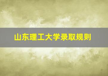 山东理工大学录取规则