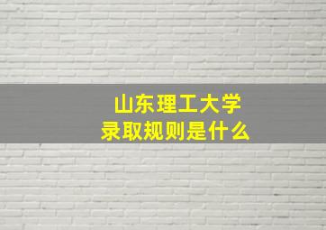 山东理工大学录取规则是什么