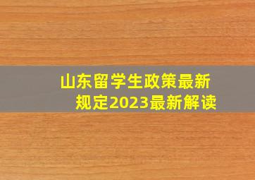 山东留学生政策最新规定2023最新解读