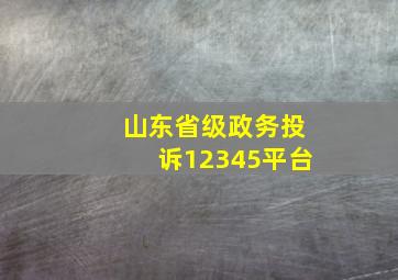 山东省级政务投诉12345平台