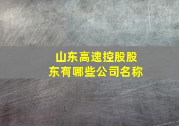 山东高速控股股东有哪些公司名称