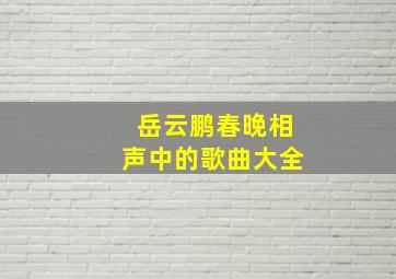 岳云鹏春晚相声中的歌曲大全