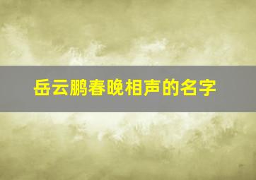 岳云鹏春晚相声的名字