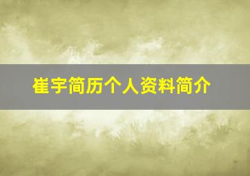 崔宇简历个人资料简介