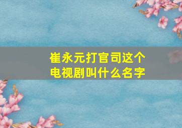 崔永元打官司这个电视剧叫什么名字