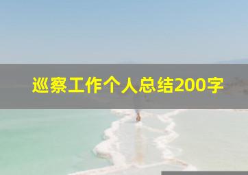 巡察工作个人总结200字