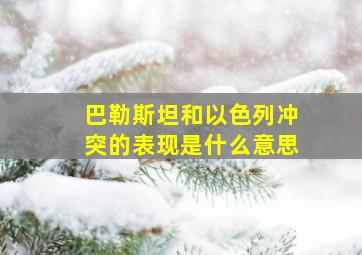 巴勒斯坦和以色列冲突的表现是什么意思