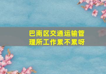 巴南区交通运输管理所工作累不累呀