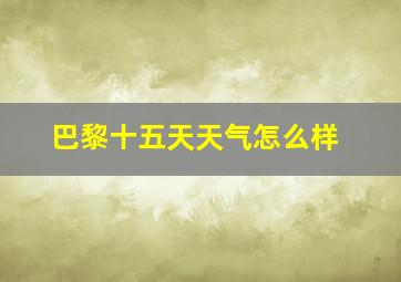 巴黎十五天天气怎么样