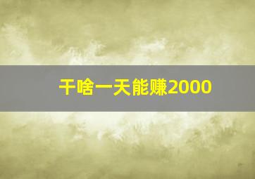 干啥一天能赚2000