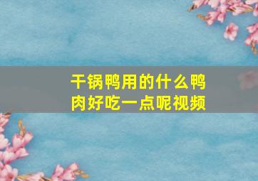 干锅鸭用的什么鸭肉好吃一点呢视频