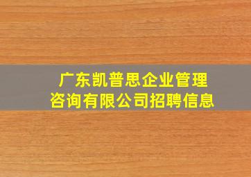 广东凯普思企业管理咨询有限公司招聘信息